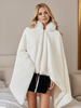 Poncho Femme En Similicuir Blanc Bicolore Col En Fausse Fourrure