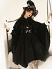 Poncho gothique Lolita en polyester noir à volants vêtements dextérieur Lolita dhiver
