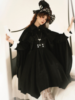 Poncho gothique Lolita en polyester noir à volants vêtements dextérieur Lolita dhiver