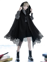 Poncho gothique Lolita en polyester noir Poncho dhiver Lolita Cape Outwears