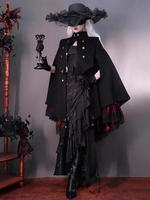 Poncho gothique Lolita en polyester noir pour lautomne