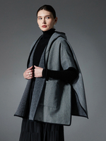 Poncho pour femme à encolure géométrique cape superposée poncho gris foncé