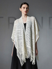 Poncho pour femme avec encolure conçue cape à franges blanche