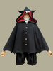 Poncho Sweet Lolita Volants en polyester noirs Imprimé animalier Automne Lolita Outwears Déguisements Halloween