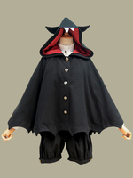 Poncho Sweet Lolita Volants en polyester noirs Imprimé animalier Automne Lolita Outwears Déguisements Halloween
