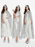 Ponchos de Noël pour femmes Cape en argent Polyester Costumes de vacances de Noël