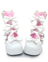 Poney douce talons Lolita Chaussures plate-forme Bow Decor bout rond Déguisements Halloween