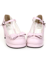 Poney douce talons Lolita Shoes Bow Decor cheville boucle de la sangle Déguisements Halloween
