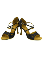 Populaires chaussures de latine en satin à talons aigus courroie ajustable unicolore et bout ouvert