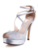 Populaires sandales gladiateur style romaine à talons aiguilles en faux cuir argent imprimé brillant