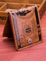 Portefeuille pour homme Portefeuille en cuir PU imprimé lettre marron