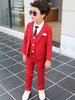 Porteur de bague costumes costume de mariage rouge Tuxedo enfants Tuxedo tenue de soirée 4 pièces