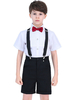 Porteur de bague costumes coton manches courtes chemise pantalon costumes de mariage cravate garçon 3pcs