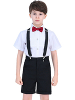 Porteur de bague costumes coton manches courtes chemise pantalon costumes de mariage cravate garçon 3pcs