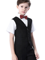 Porteur de bague costumes coton manches courtes cravate gilet chemise pantalons costumes de soirée formelle 4pcs