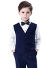 Porteur de bague costumes coton manches longues cravate gilet pantalon chemise noir mariage costumes 4pcs