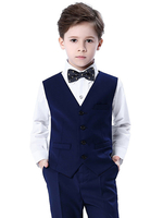 Porteur de bague costumes coton manches longues cravate gilet pantalon chemise noir mariage costumes 4pcs