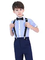 Porteur de bague costumes coton pantalon à manches courtes bleu costumes de soirée formelle pour les enfants