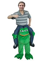 Portez-moi Costume Carnaval Grenouille Vert Unisexe Adulte Flanelle Costume Carnavals Drôles Halloween Déguisements