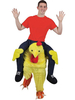 Portez-moi Costume De Poulet Jaune Unisexe Adultes Flanelle Drôle Costumes Halloween Déguisements