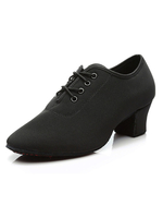 Pratiques chaussures de danse latine en tissu à talons épais et bout rond