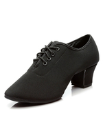 Pratiques chaussures de danse latine en tissu à talons épais et bout rond