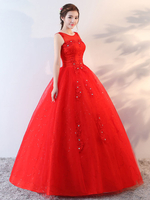 Princesse robe de bal robes de mariée en dentelle appliques perlées étage robe de mariée ivoire