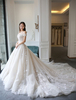 Princesse robe de bal robes de mariée en dentelle brodée hors épaule robe de mariée royale avec le train