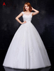 princesse robe de mariée princesse col rond avec fleur en tulle en dentelle 1m sans doublure Avec traîne