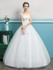 Princesse robes de mariée bretelles robes de bal fleurs perlées Tulle Ivoire étage longueur robe de mariée