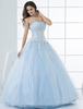 Princesse Robes De Mariée Pastel Bleu Quinceanera Robe Dentelle Applique Chérie Bretelles Tulle Longueur De Plancher Robe De Mariée