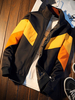 Printemps Hommes Veste Oeillet Zipper Couleur Bloc Casual Veste Stand Col Coton Outwear