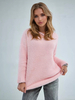 Pull Blanc Manches Longues Col Découpé Femme Top Surdimensionné En Polyester