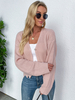 Pull Cardigans Femme Taille Haute à Col V avec Manches Longues avec Boutons Unicolore