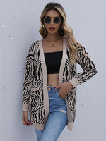 Pull Cardigans Imprimé Femme avec Manches Longues Bicolores Pull Femme