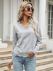 Pull Court Femme en Côtelé à Col V avec Manches Longues Unicolore Pull Femme