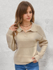 Pull En Acrylique À Manches Longues Col Rabattu Femme Couleur Champagne