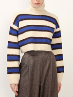 Pull en Côtelé Court à Col Montant avec Manches Longues Imprimé Pull Femme