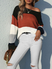 Pull en Côtelé Court Femme à Col Décolleté avec Manches Longues Tricolores Pull Femme