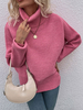 Pull en Côtelé Court Femme à Col Montant avec Manches Longues Unicolore Décontracté Pull Femme