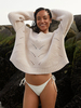 Pull en Côtelé Court Femme à Col Rond avec Manches Longues Unicolore