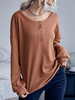 Pull en Côtelé Court Femme à Col Rond avec Manches Longues Unicolore Pull Femme