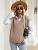 Pull en Côtelé Court Femme à Col V avec Bretelles Unicolore Pull Femme
