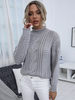 Pull en Côtelé Femme à Col Montant avec Manches Longues Unicolore Pull Femme