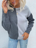 Pull en Côtelé Femme à Col Rond avec Manches Longues Bicolores Pull Femme