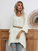 Pull en Côtelé Femme à Col Rond avec Manches Longues Coupe Cintrée Bas Evasée Unicolore Pull Robe