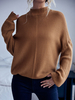 Pull en Côtelé Femme Court à Col Montant avec Manches Longues Unicolore