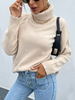 Pull en Côtelé Femme Court à Col Montant avec Manches Longues Unicolore Pull Femme