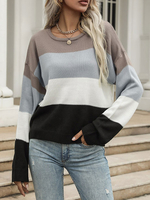 Pull en Côtelé Femme Court à Col Rond avec Manches Longues Pull Femme