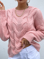 Pull en Côtelé Femme Court avec Manches Longues à Col Rond Pull Femme
